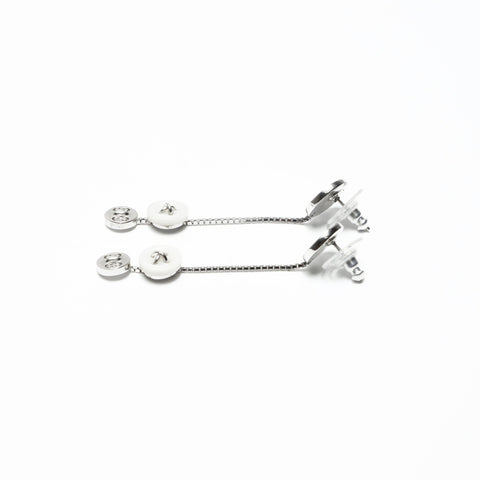 Christian Dior Button Motif Drop Pierce Silver WS23631