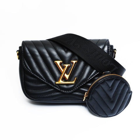 LOUIS VUITTON 2021 Multi Pochette Leather Shoulder Bag black WS23632