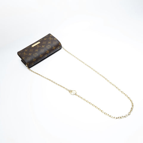 LOUIS VUITTON Portemonnaie an Kette Lily Monogram Umhängetasche Braun WS23633