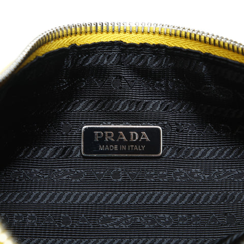 PRADA Leather Triangle Logo Shoulder Bag yellow WS23634