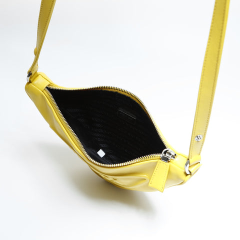 PRADA Leather Triangle Logo Shoulder Bag yellow WS23634