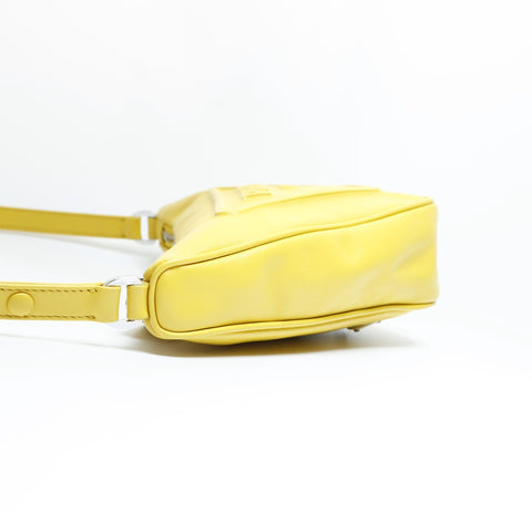 PRADA Leather Triangle Logo Shoulder Bag yellow WS23634