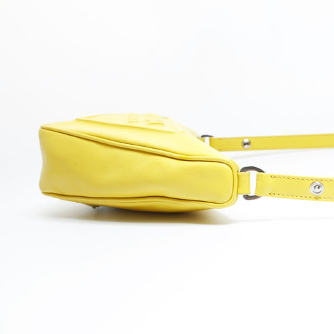 PRADA Leather Triangle Logo Shoulder Bag yellow WS23634