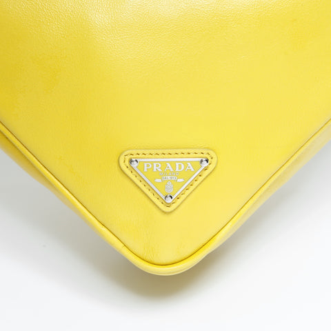 PRADA Leather Triangle Logo Shoulder Bag yellow WS23634