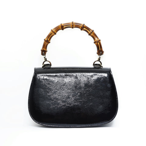 GUCCI Patent leather bamboo 2way Shoulder Bag black WS23635