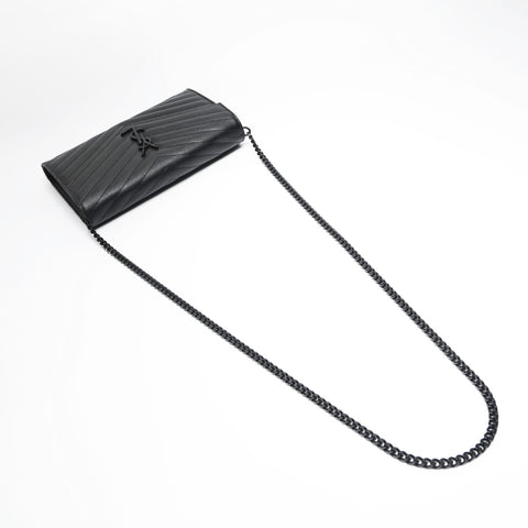 YVES SAINT LAURENT Cassandra Leather Chain Wallet Shoulder Bag black WS23637