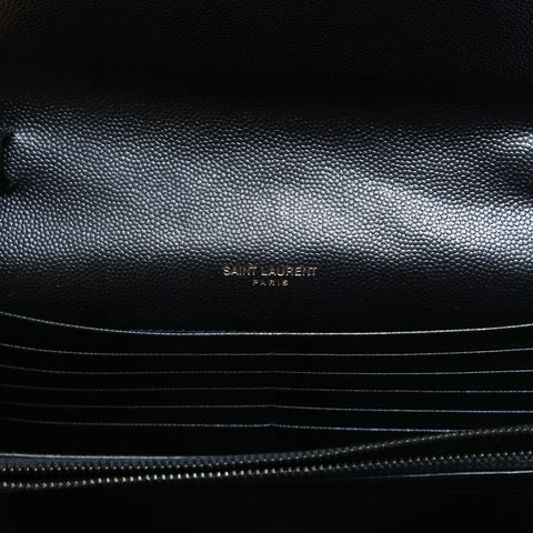 YVES SAINT LAURENT Cassandra Leather Chain Wallet Shoulder Bag black WS23637