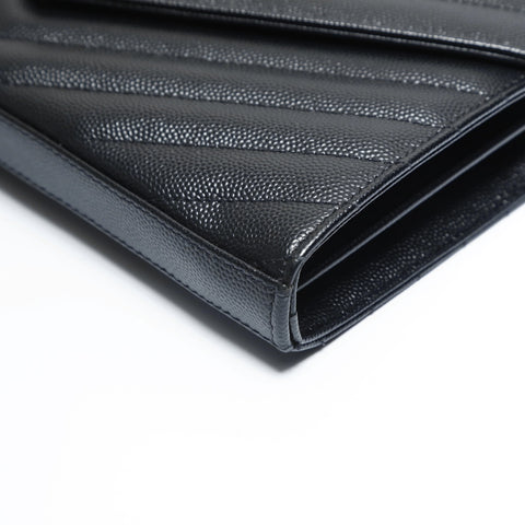 YVES SAINT LAURENT Cassandra Leather Chain Wallet Shoulder Bag black WS23637