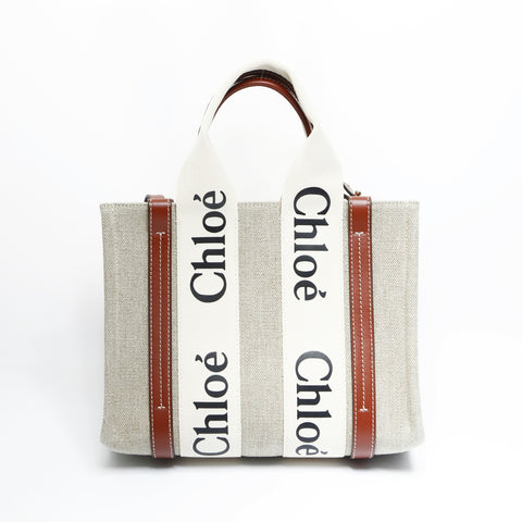 Chloe Woody Small 2-way Tote Bag WOODY Handbag beige WS23641