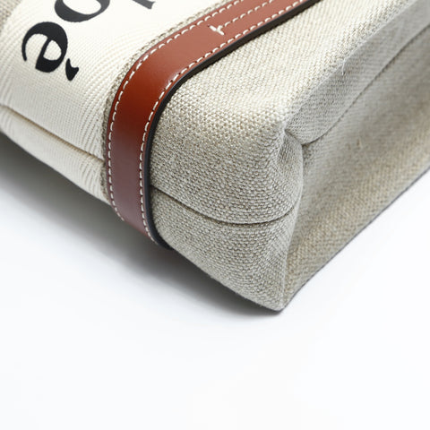 Chloe Woody Kleine 2-Wege-Einkaufstasche WOODY Handtasche beige WS23641