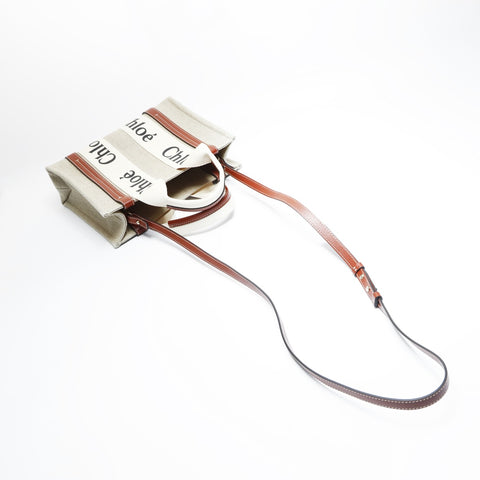 Chloe Woody Small 2-way Tote Bag WOODY Handbag beige WS23641