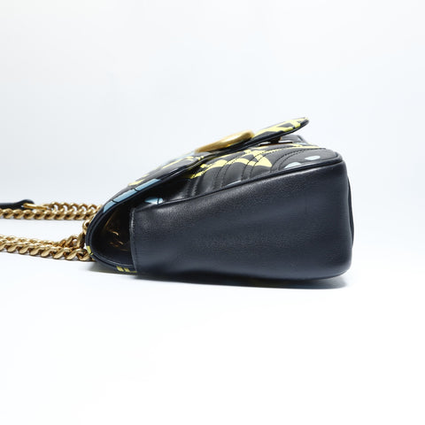 GUCCI GG Marmont Gucci Ghost Graphic Leather Shoulder Bag black WS23642