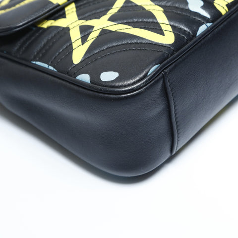GUCCI GG Marmont Gucci Ghost Graphic Leather Shoulder Bag black WS23642