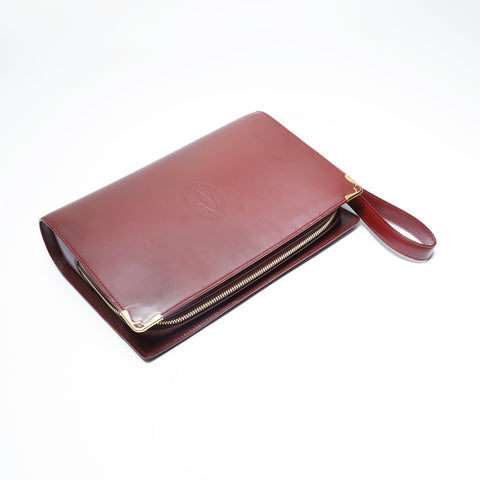 CARTIER Leather Mustodo Clutch bag Red WS23643