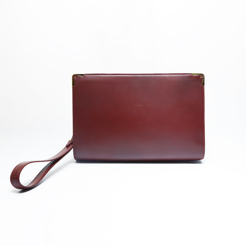 CARTIER Leather Mustodo Clutch bag Red WS23643