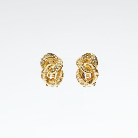 Christian Dior Rhinestone Earring gold WS23644