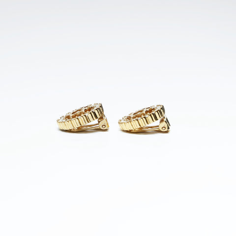 Christian Dior Rhinestone logo Earring gold WS23645