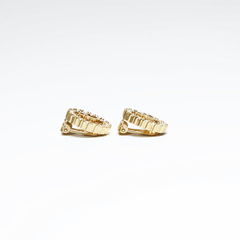 Christian Dior Rhinestone logo Earring gold WS23645