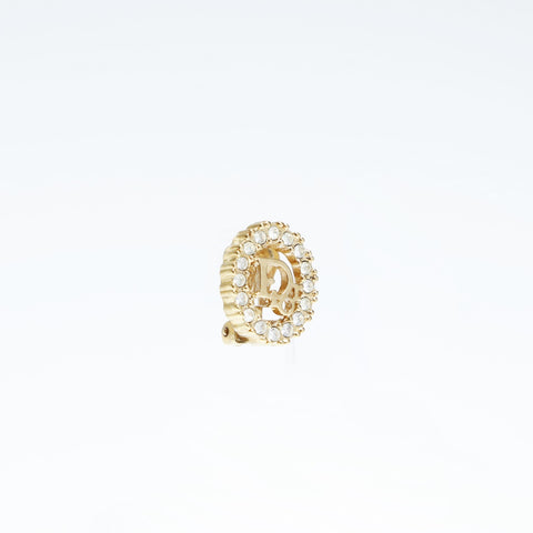 Christian Dior Rhinestone logo Earring gold WS23645