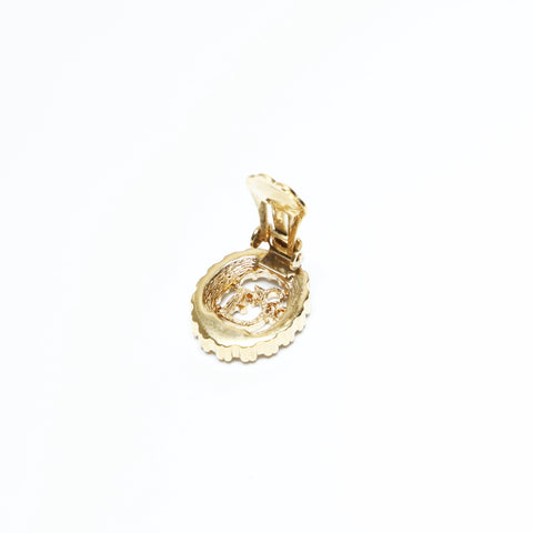 Christian Dior Rhinestone logo Earring gold WS23645