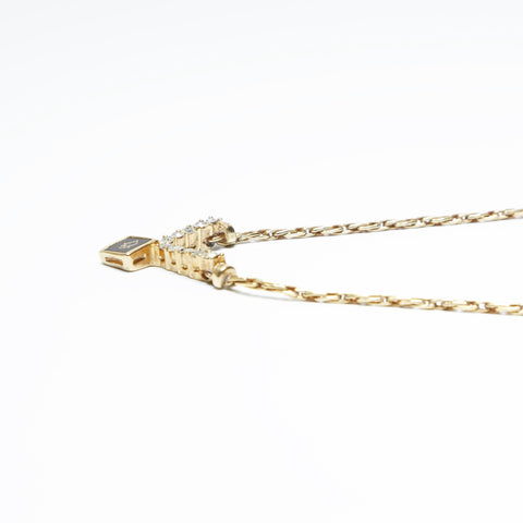 Christian Dior Logo rhinestone Necklace gold WS23649