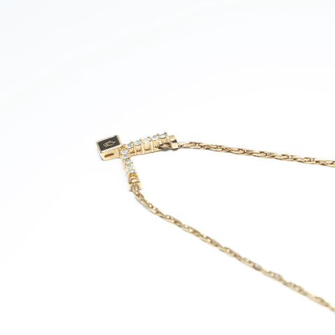 Christian Dior Logo rhinestone Necklace gold WS23649