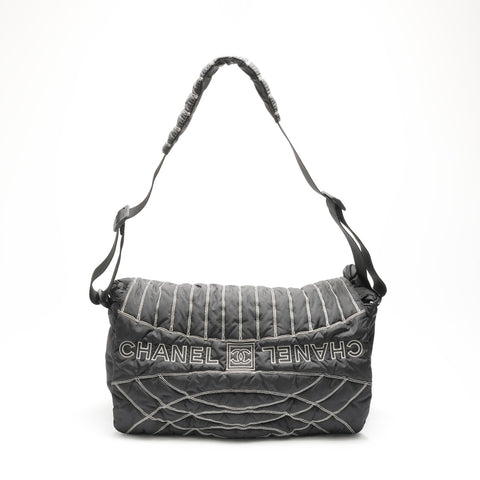 CHANEL 10 series 2005-2006 Sport Line Nylon Shoulder Bag black WS23654