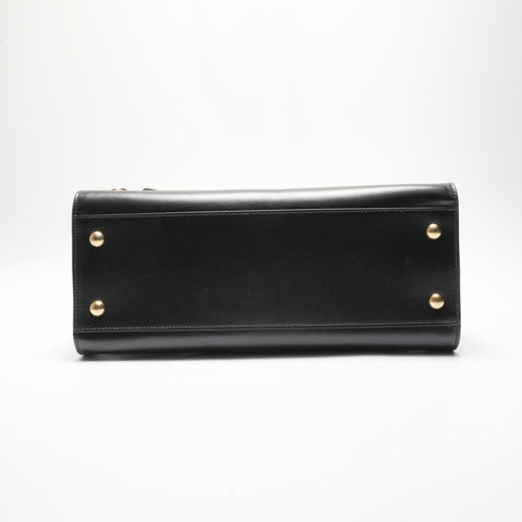 YVES SAINT LAURENT Smooth Leather Baby Cabas 2way Handbag black WS23655