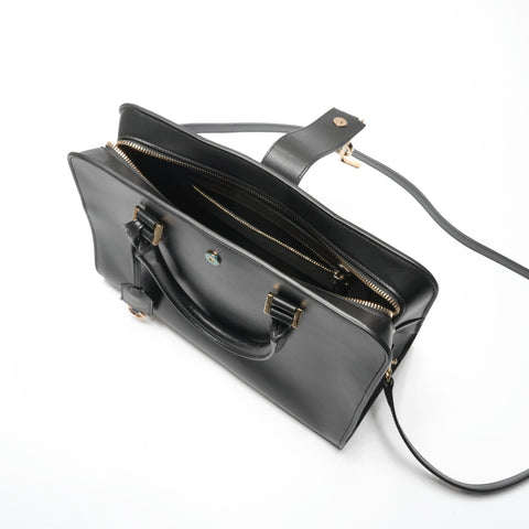 YVES SAINT LAURENT Smooth Leather Baby Cabas 2way Handbag black WS23655