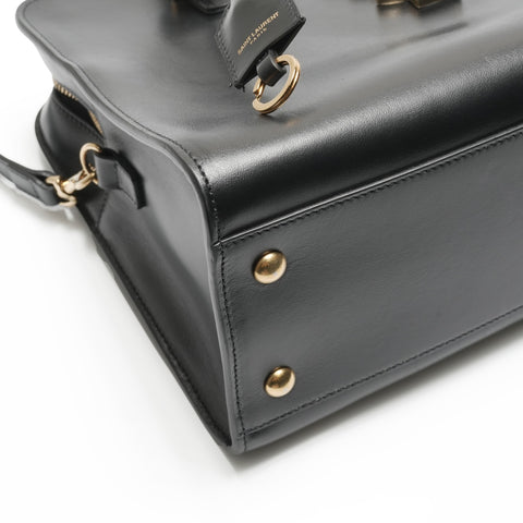 YVES SAINT LAURENT Smooth Leather Baby Cabas 2way Handbag black WS23655