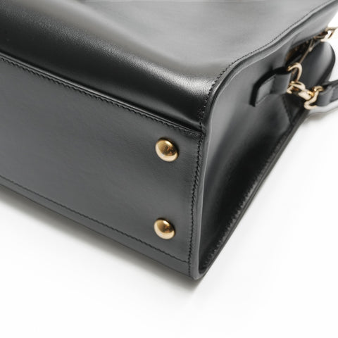 YVES SAINT LAURENT Smooth Leather Baby Cabas 2way Handbag black WS23655