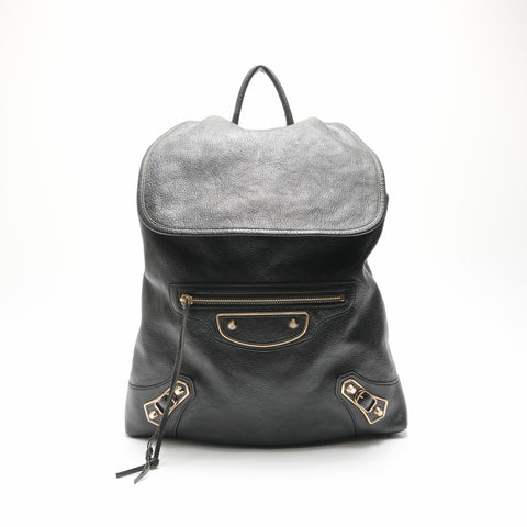 BALENCIAGA Leather Classic Traveler Backpack  Daypack black WS23657