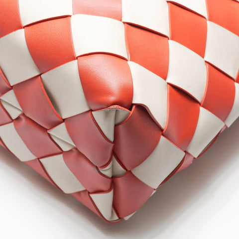 BOTTEGAVENETA Poppy Mist Intrecciato in White Lambskin Tote Bag Red WS23658