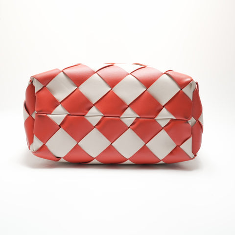 BOTTEGAVENETA Poppy Mist Intrecciato in White Lambskin Tote Bag Red WS23658