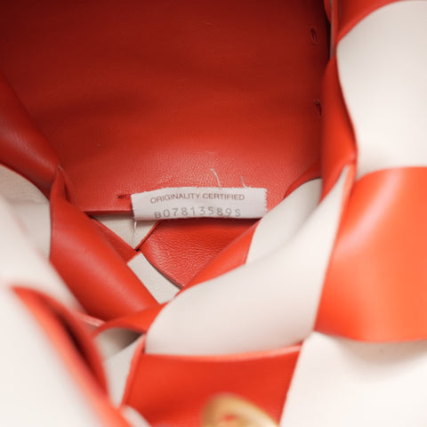 BOTTEGAVENETA Poppy Mist Intrecciato in White Lambskin Tote Bag Red WS23658