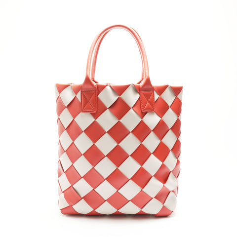 BOTTEGAVENETA Poppy Mist Intrecciato in White Lambskin Tote Bag Red WS23658