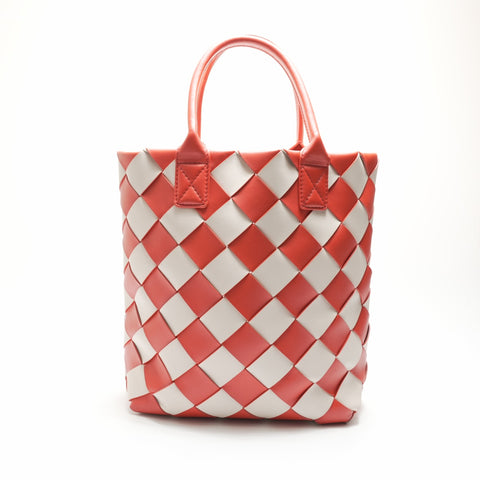 BOTTEGAVENETA Poppy Mist Intrecciato in White Lambskin Tote Bag Red WS23658