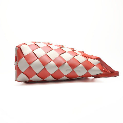 BOTTEGAVENETA Poppy Mist Intrecciato in White Lambskin Tote Bag Red WS23658