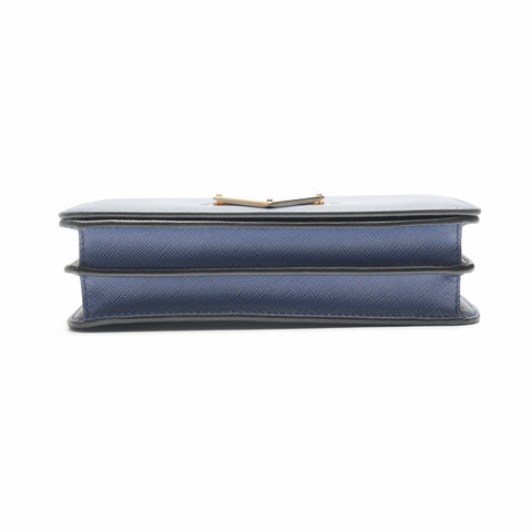 PRADA Saffiano Leather Triangle Logo Chain Shoulder Bag blue WS23659