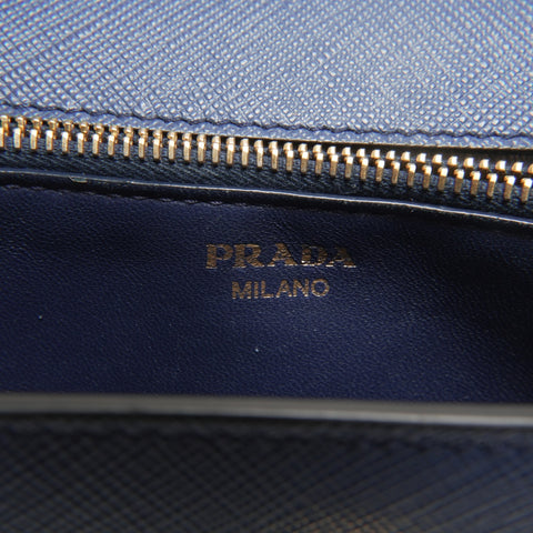 PRADA Saffiano Leather Triangle Logo Chain Shoulder Bag blue WS23659