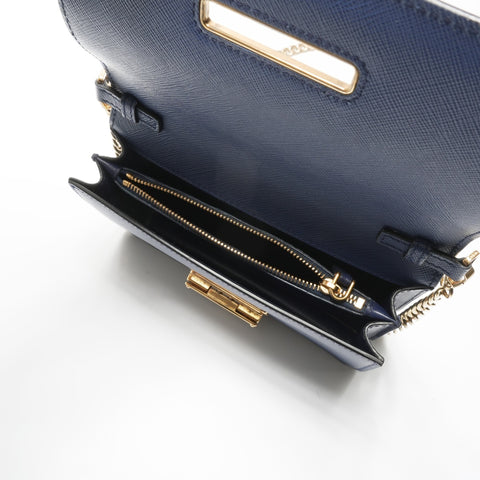 PRADA Saffiano Leather Triangle Logo Chain Shoulder Bag blue WS23659