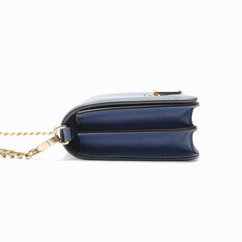 PRADA Saffiano Leather Triangle Logo Chain Shoulder Bag blue WS23659