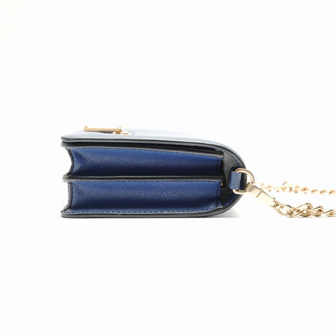PRADA Saffiano Leather Triangle Logo Chain Shoulder Bag blue WS23659