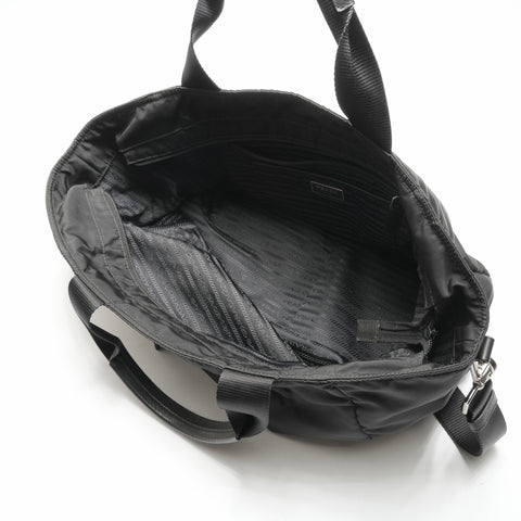 PRADA Nylon Triangle Logo 2way Tote Bag black WS23660
