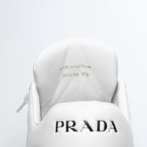 PRADA Logo Print Leather Low-Cut 37.5 9.6" 1E621M sneakers white WS23662
