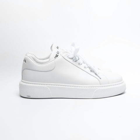PRADA Logo Print Leather Low-Cut 37.5 9.6" 1E621M sneakers white WS23662
