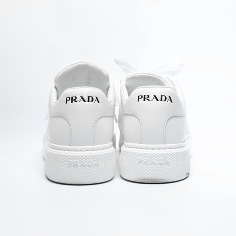 PRADA Logo Print Leather Low-Cut 37.5 9.6" 1E621M sneakers white WS23662