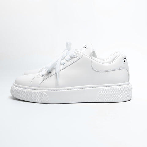 PRADA Logo Print Leather Low-Cut 37.5 9.6" 1E621M sneakers white WS23662