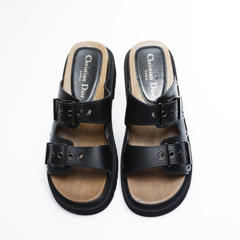 Christian Dior Platform flats, leather, size 35 (8.7"), MD0222 Sandals black WS23663
