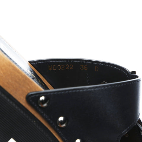 Christian Dior Platform flats, leather, size 35 (8.7"), MD0222 Sandals black WS23663